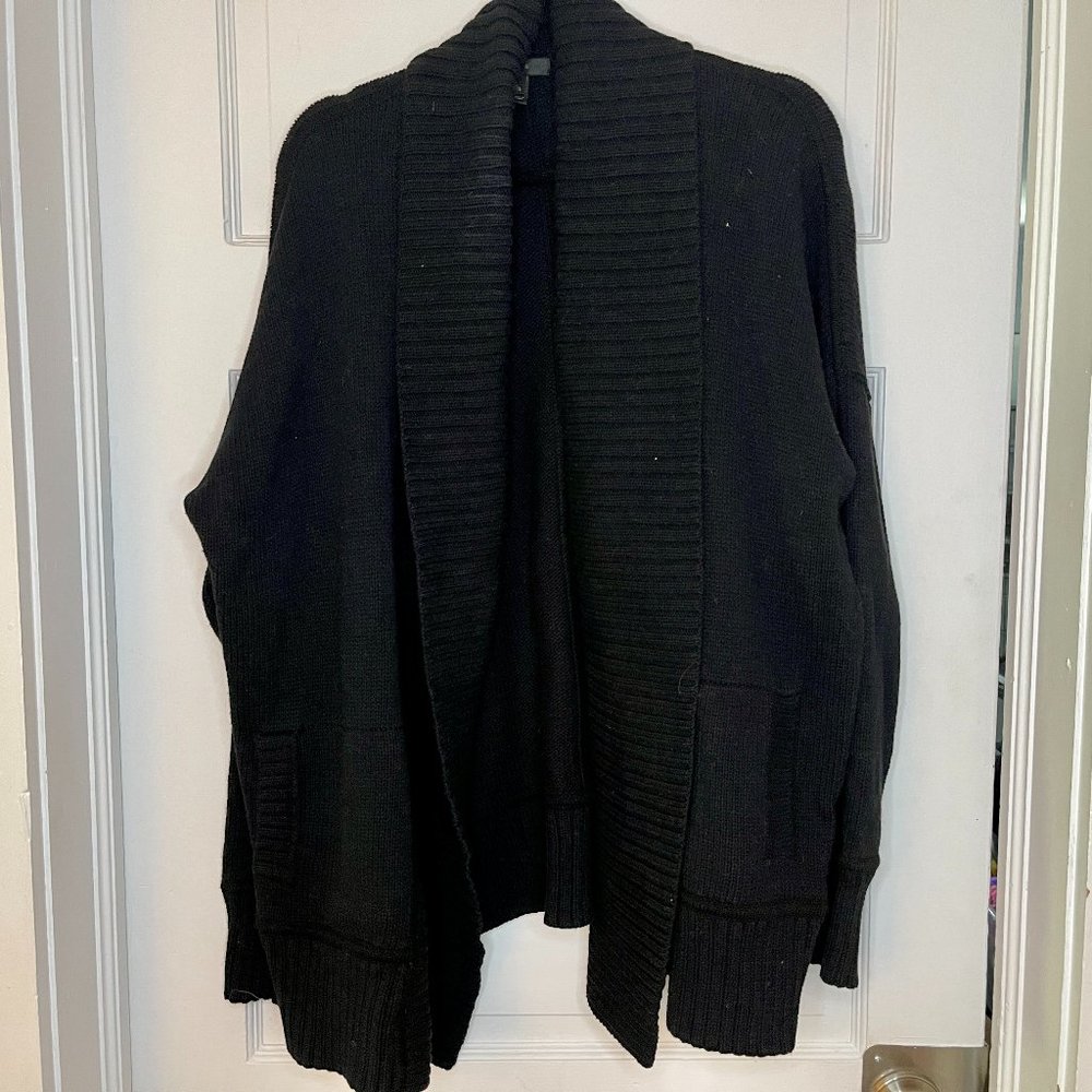 J. Crew Black Shawl Collar Cardigan Sweater - M/L Oversized Fit - Cotton
